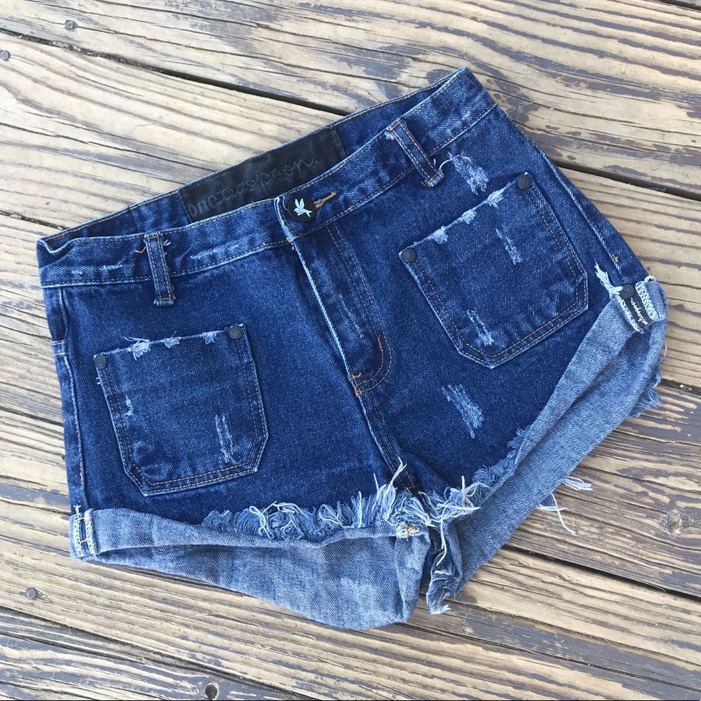 One Teaspoon Patch Pocket Jean Shorts